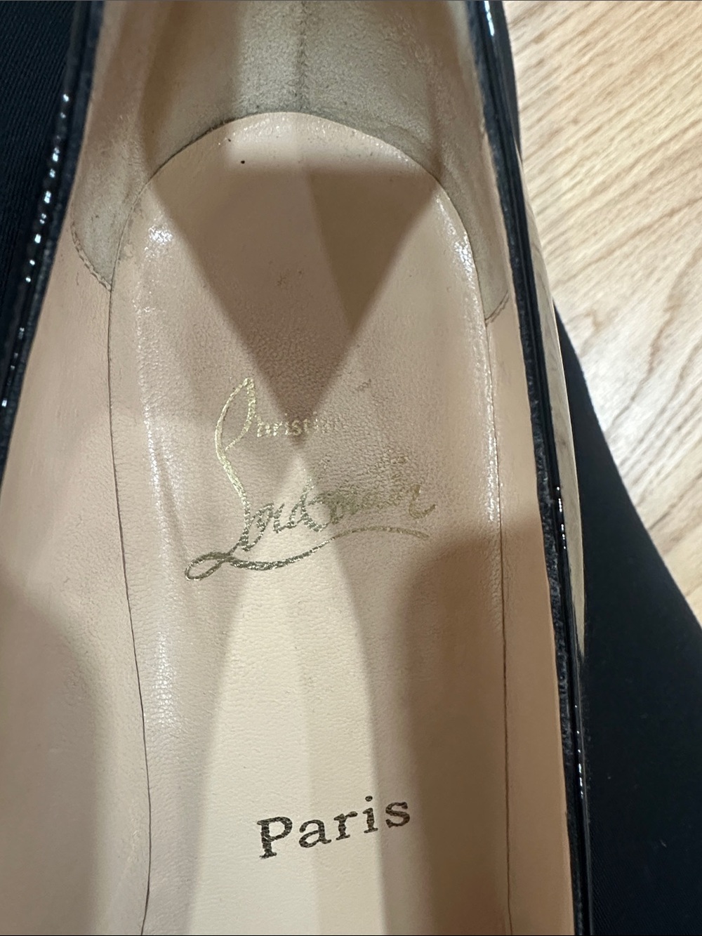 Christian Louboutin Black Patent Leather Pump with Nude Insole